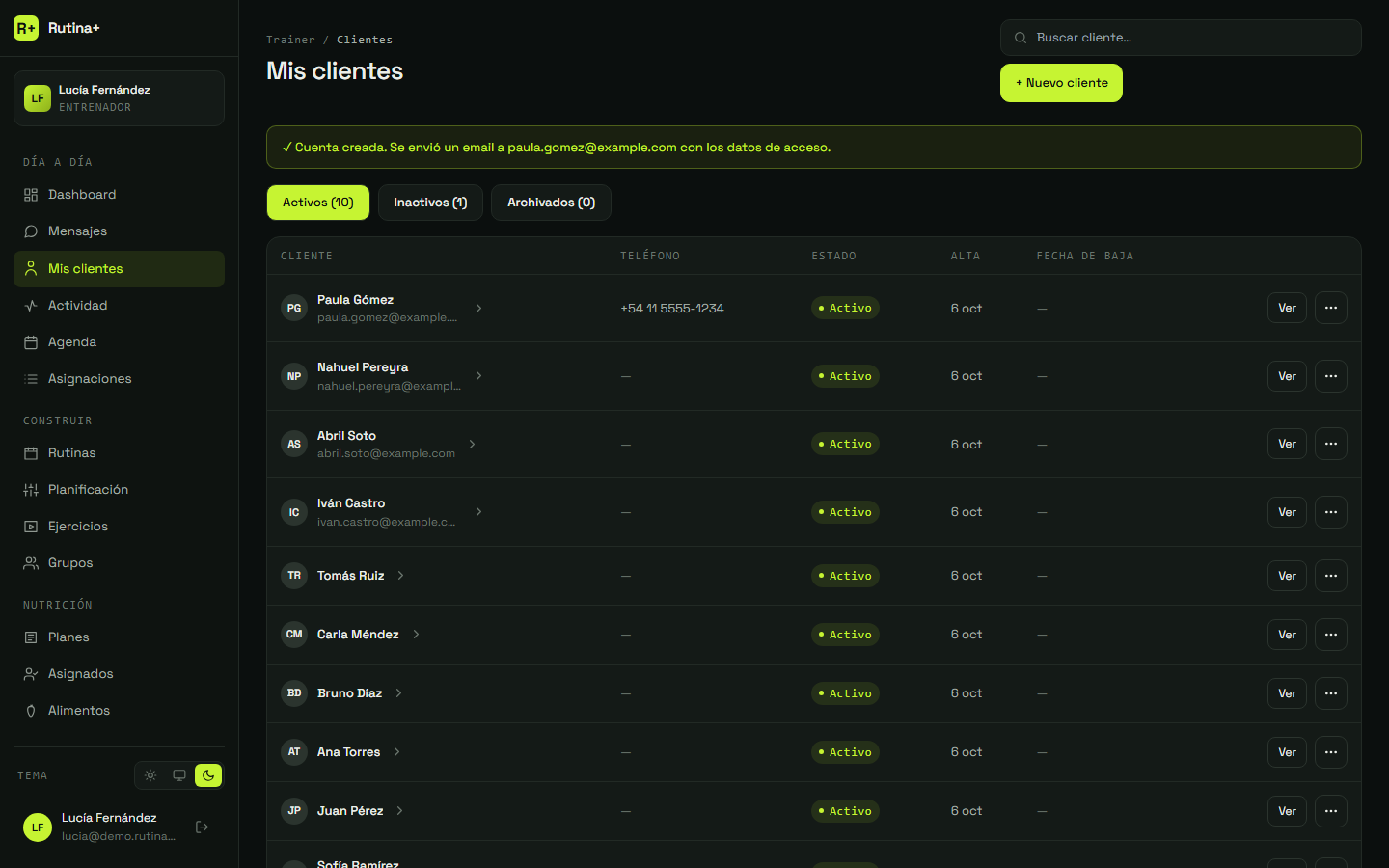 Paso 6: Listo: le llega un mail con su acceso