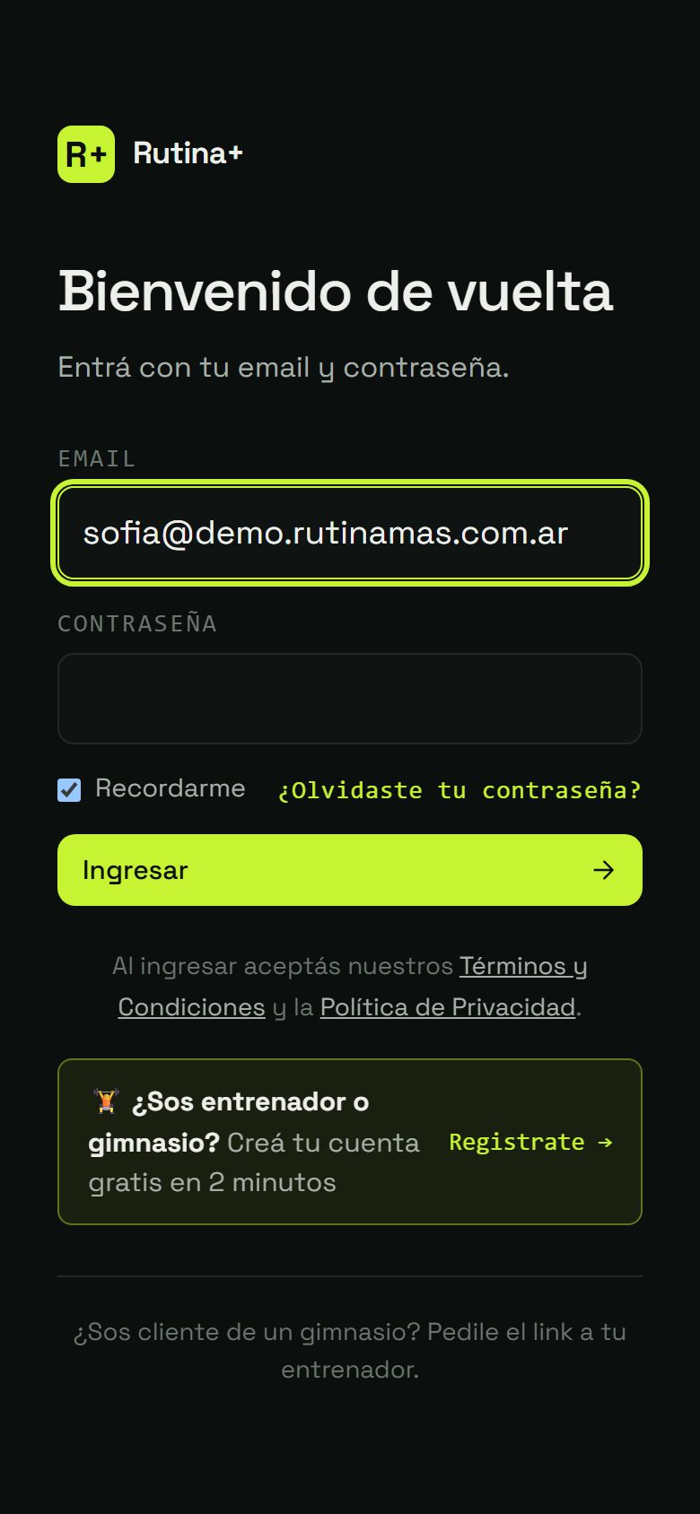 Paso 1: Abrí la app y escribí tu email