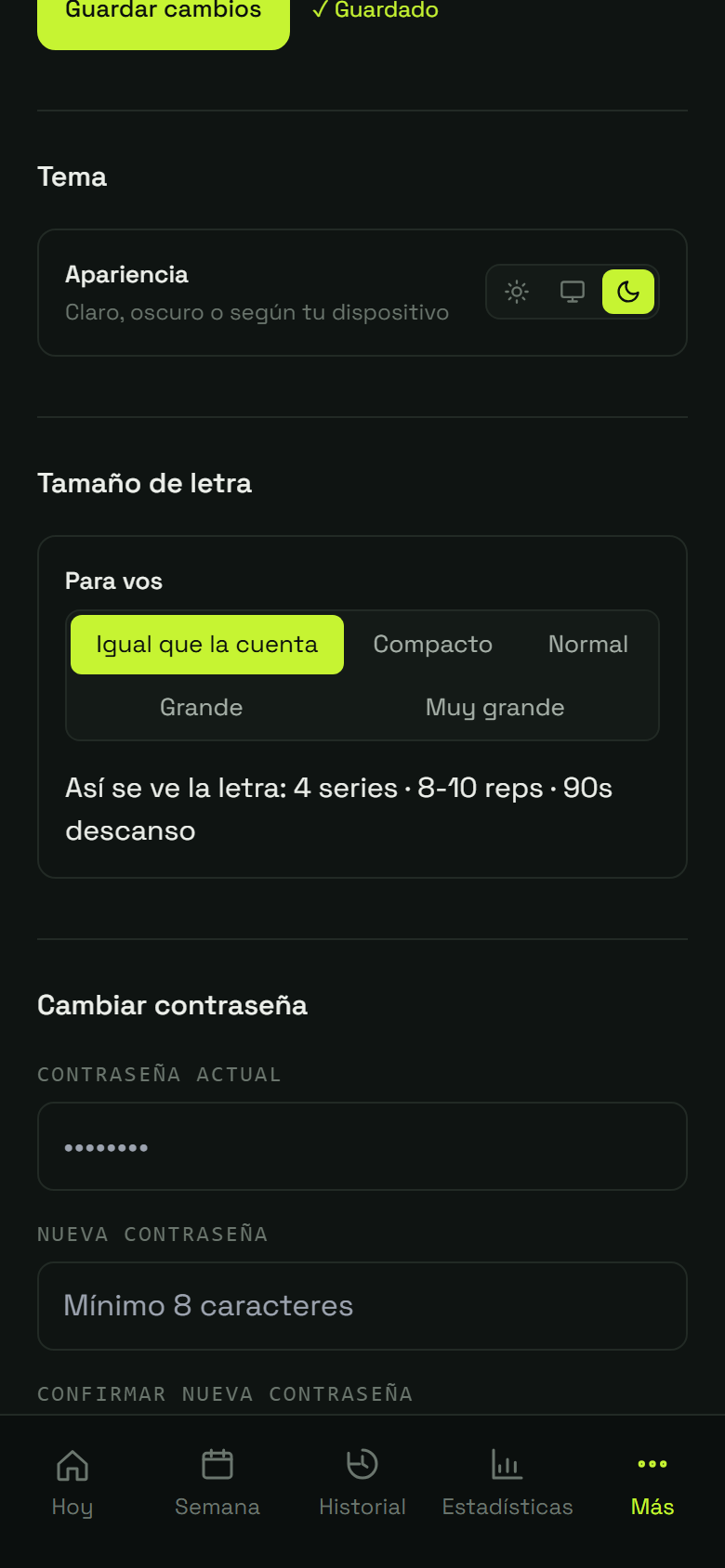 Paso 8: Más abajo, en “Tema”, elegí claro u oscuro