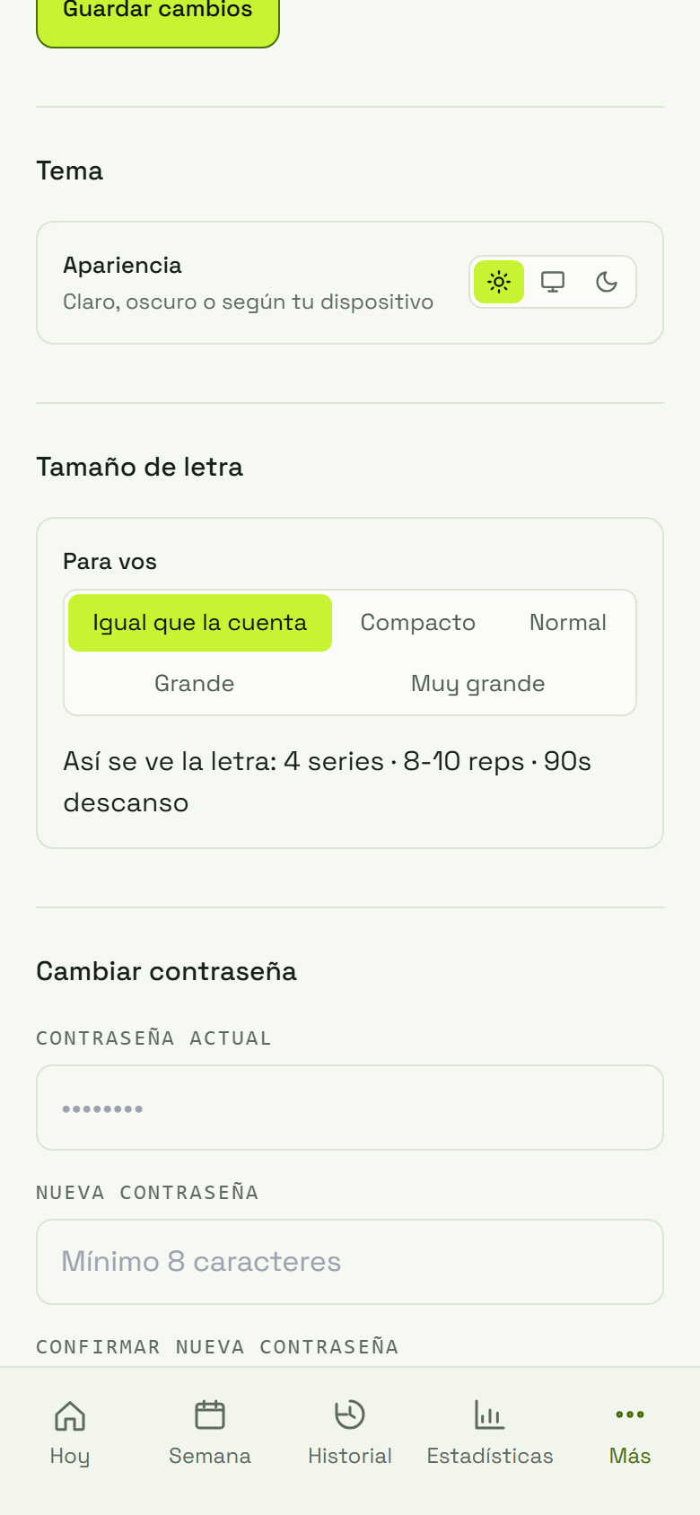 Paso 10: En “Tamaño de letra”, elegí el tuyo