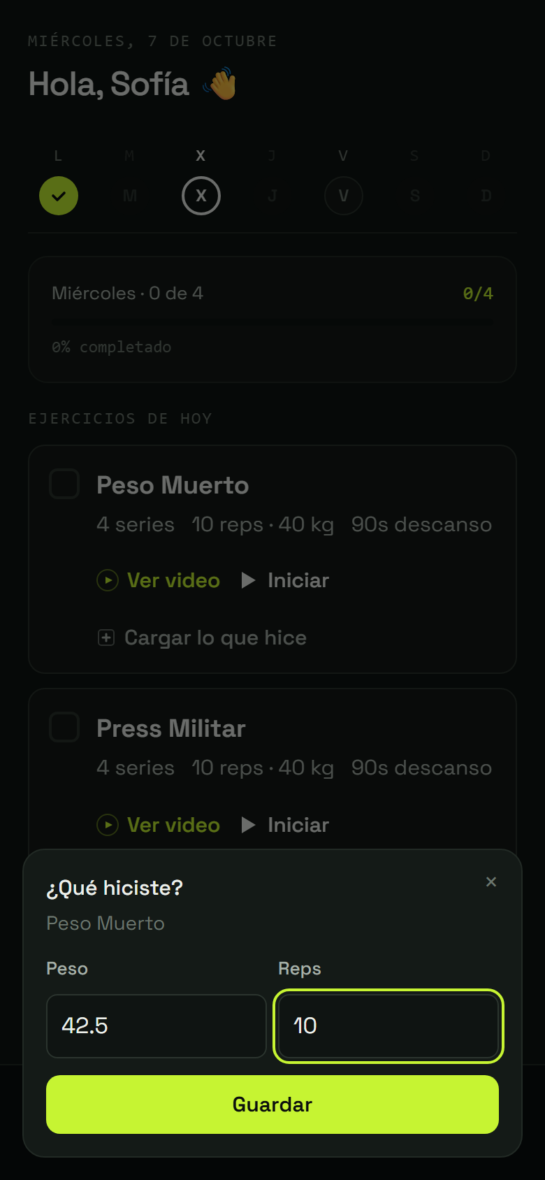 Paso 3: Y las repeticiones que hiciste
